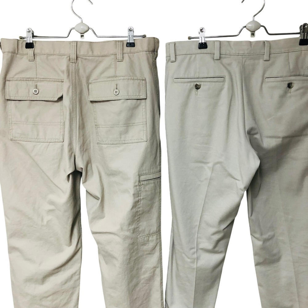 Lot of 2 Pants Cargo Casual Tan Workwear Utility Mens 33x29 34.5 x 29 Dockers